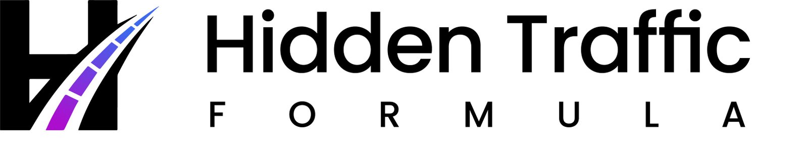 Hidden Traffic Formula logo: a black letter H with a road in a blue-to-purple gradient running through it